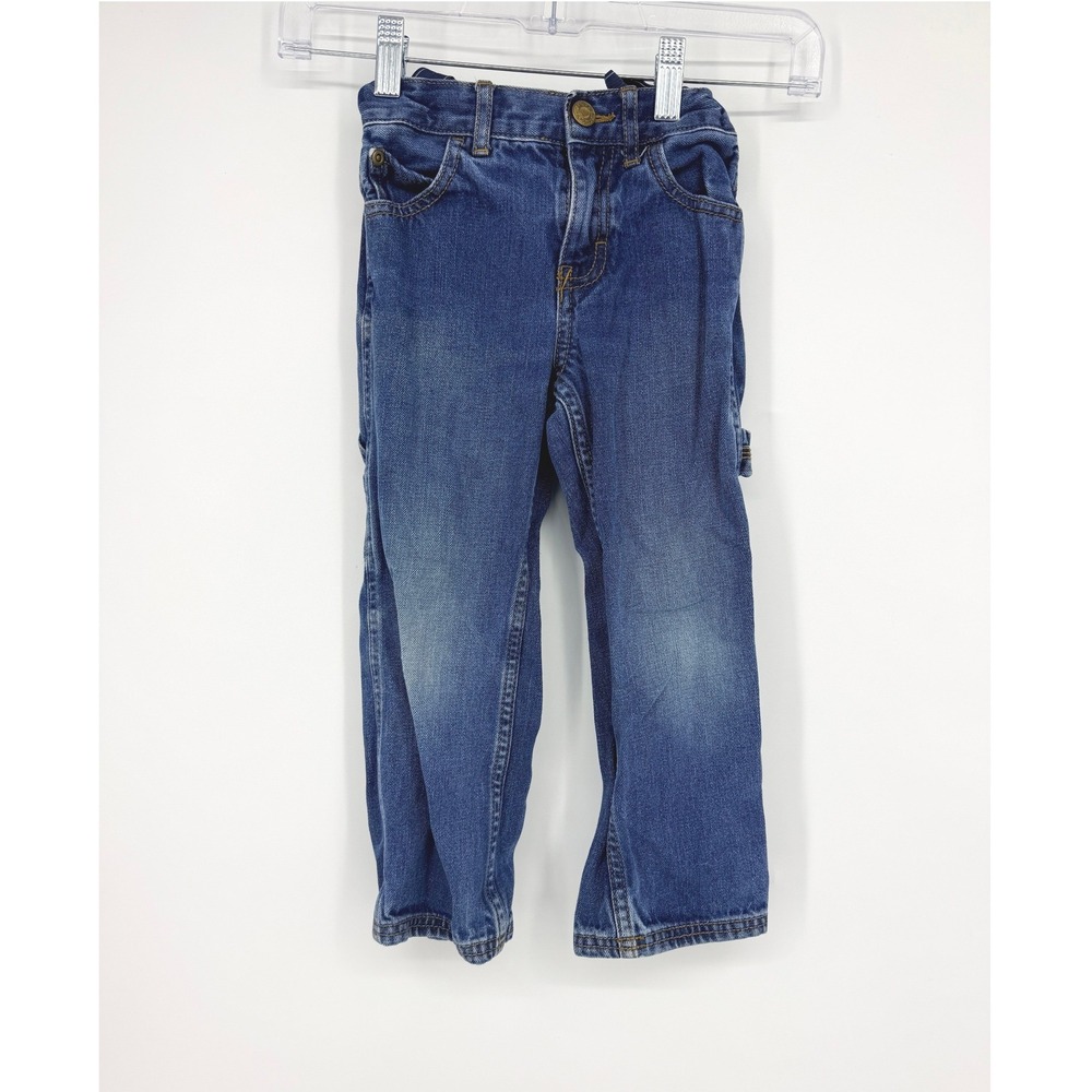 Carters Toddler Boys Blue Carpenter Jeans Medium Wash Adjustable Waist 4T